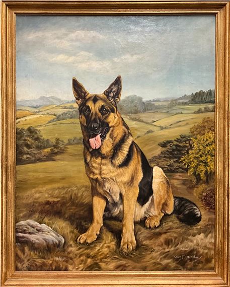 A German Shepherd, at rest in a Derbyshire landscape, - Olive F. Openshaw