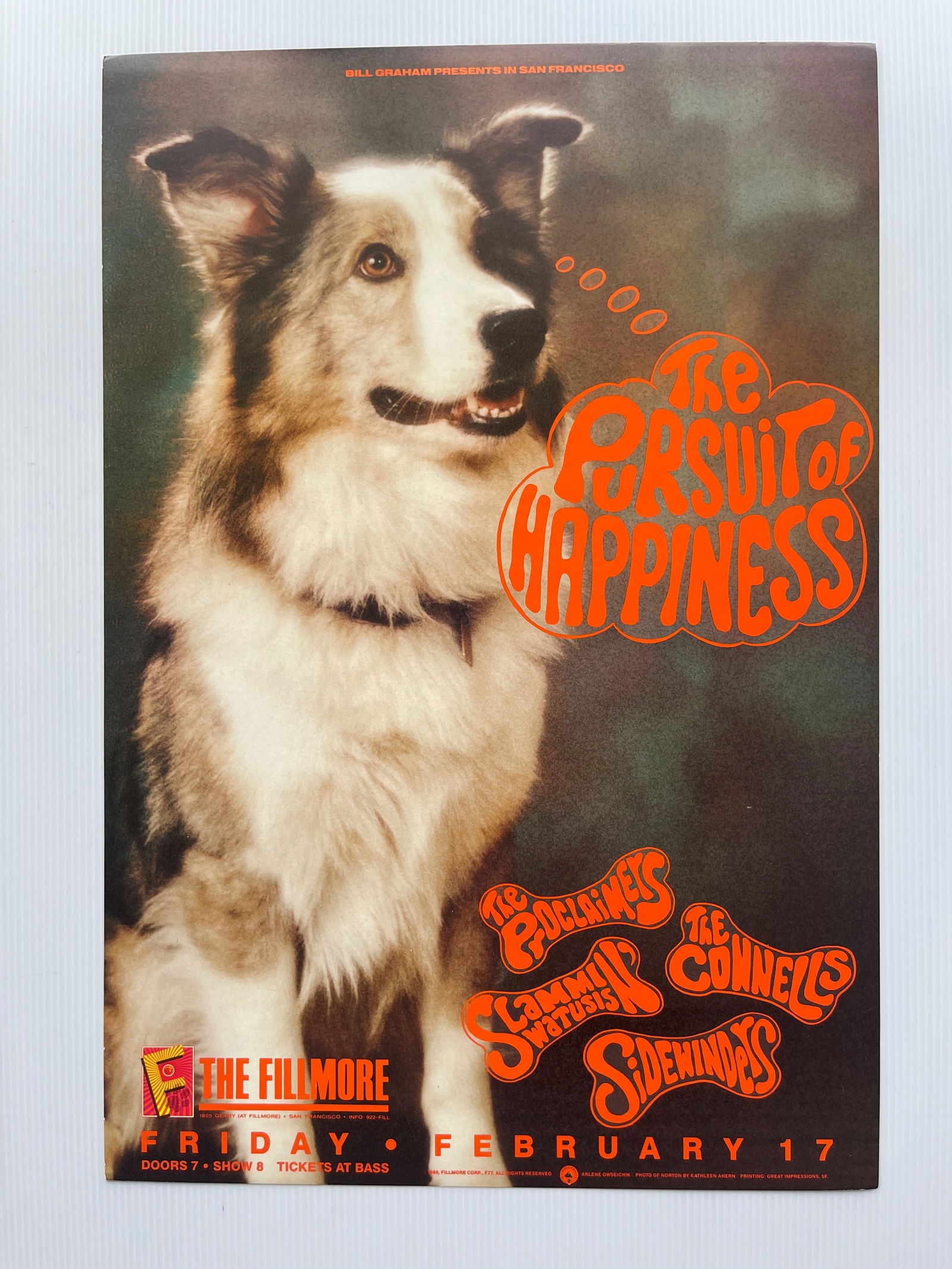 Artwork by Sinclair, THE PURSUIT OF HAPPINESS AT THE FILLMORE