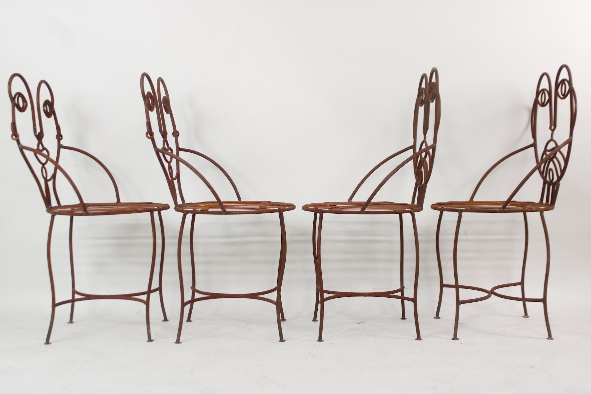 John Risley | Set of 4 John Risley Style Modern Metal Face Outdoor ...