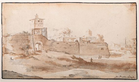 WALLS OF A CITY, POSSIBLY LATINUM by Bartholomeus Breenbergh, Drawn circa 1626 - 1629.