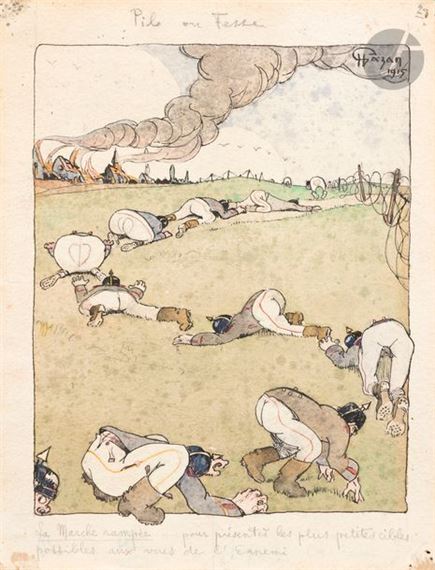 Pile ou fesse, La Marche rampée...pour présenter les plus petites cibles possibles aux vues de l'ennemi - Henry Gazan