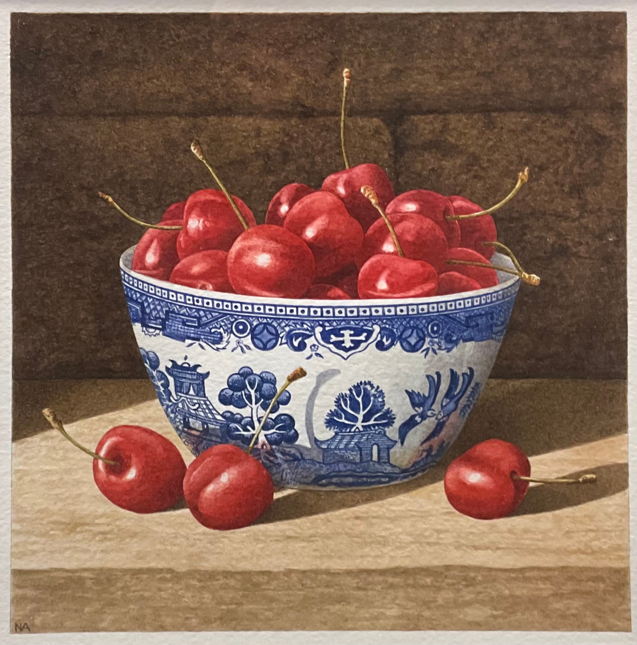 Artwork by Nigel Ashcroft, Cherries in China, Made of watercolour