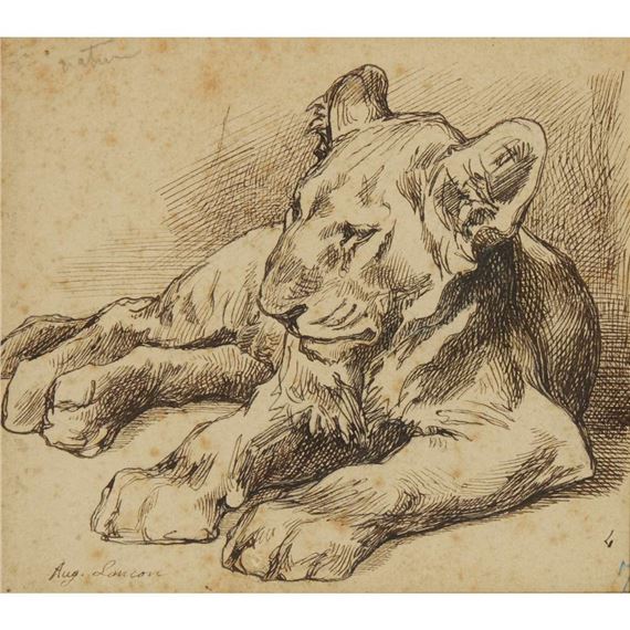 STUDY OF A LION CUB by Auguste Lançon