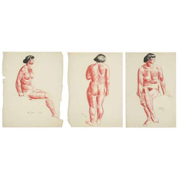 THREE RED NUDE STUDIES by William McCance, 1930