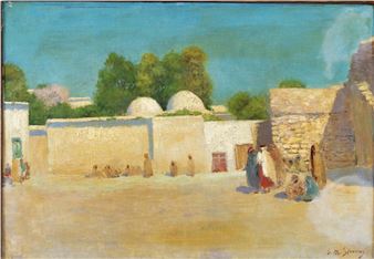 Un matin de printemps à Bab Jedid, Tunis - Gustave-Max Stevens
