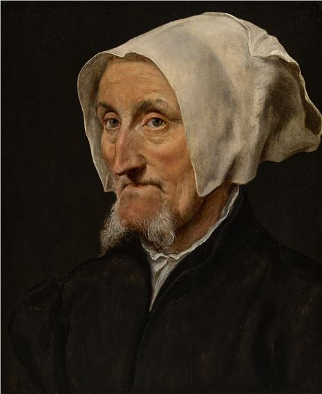 Portrait of Margret Halseber of Basel, also known as 'The Lady with the two beards', bust-length - Willem Key