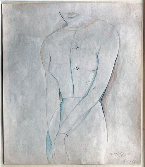 Frauenkörper in eng anliegender Kleidung by Hannah Höch, 1915-1916