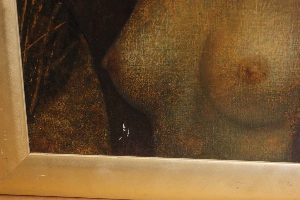 Artwork by Anita Kreituse, Self-portrait, Made of Cardboard, oil