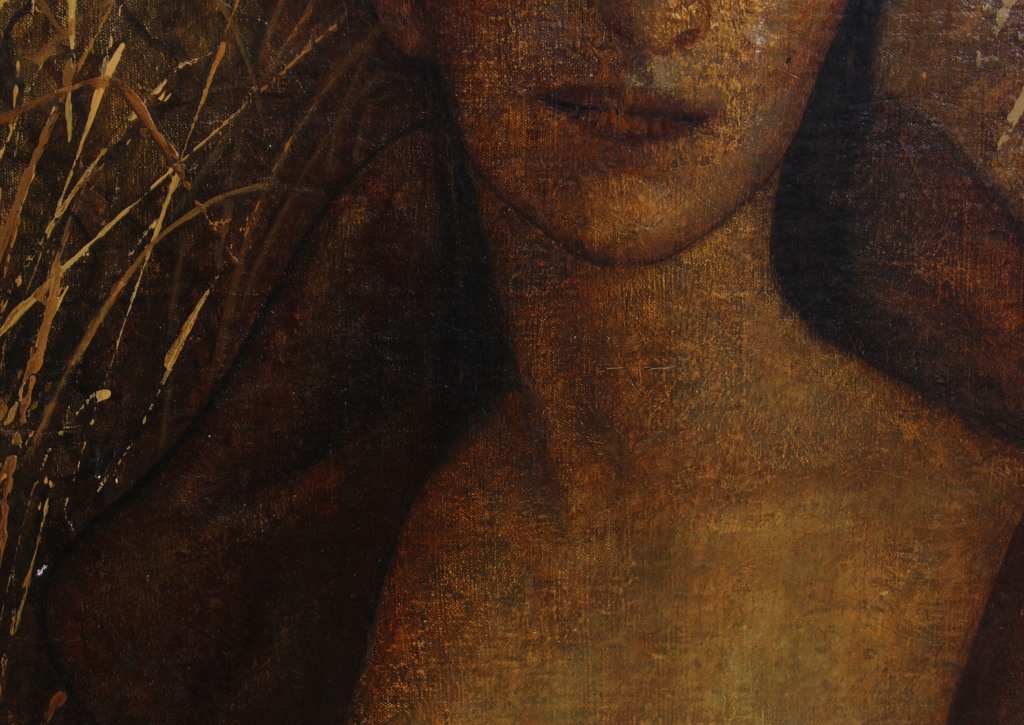 Artwork by Anita Kreituse, Self-portrait, Made of Cardboard, oil