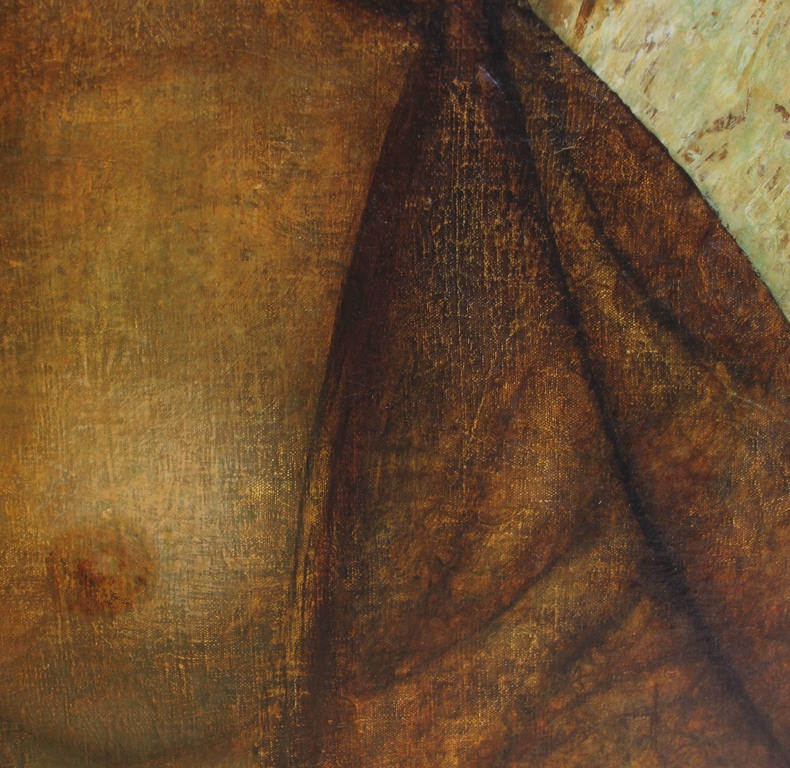 Artwork by Anita Kreituse, Self-portrait, Made of Cardboard, oil