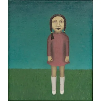 Artwork by Marit L'herminez-van Raak, Meisje in de wei, Made of oil on canvas