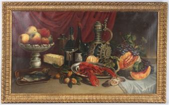 Still life of lobster and fruit - Johann Borovsky