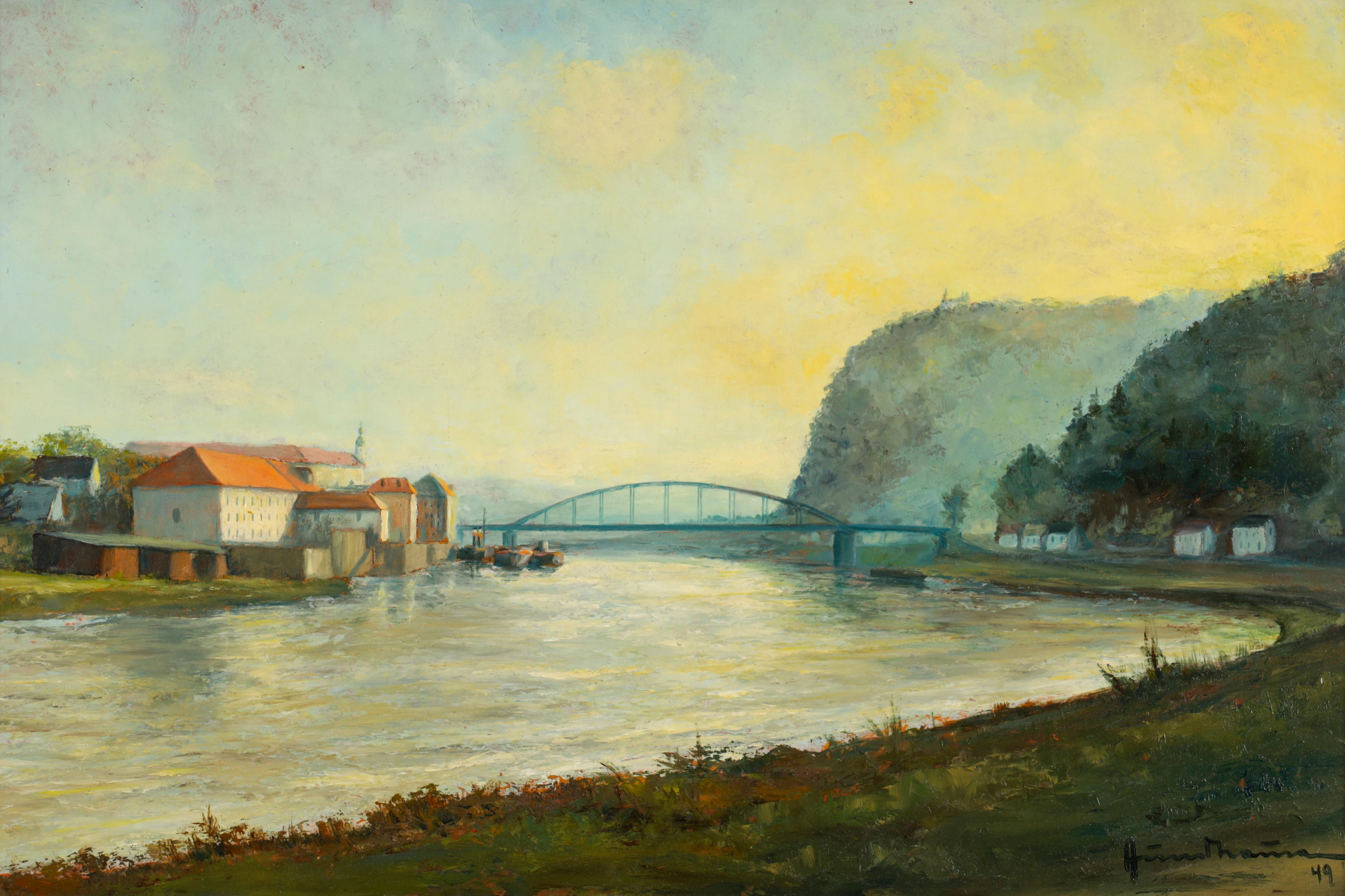 Artwork by Carl Hundhausen, Elblandschaft, Made of Oil on hardboard