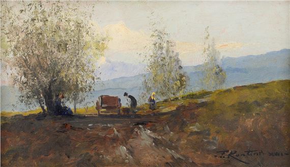 Ferruccio Rontini | Rural foreshortening with figures (1939) | MutualArt