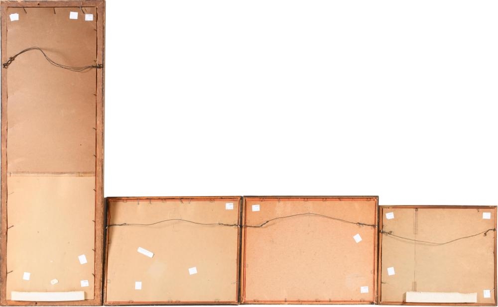 Artwork by Giacomo Lenghi, POMPEIAN FRESCOES, Made of gouache paintings on paper, inspired by ancient Pompeian wall frescoes. Each panel reproduces decorative motifs and figural scenes typical of Roman domestic interiors, referencing archaeological discoveries preserved in sites such as Herculaneum and Pompeii., Gouache on paper