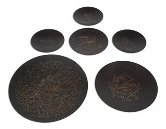 SIX GRADUATED METAL PLATES BY SHALOM SIEGFRIED SEBBA (ISRAEL, 1897-1975) - Shalom Sebba