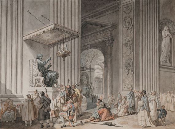 Italian School, 18th Century | Romans praying before the statue of ...