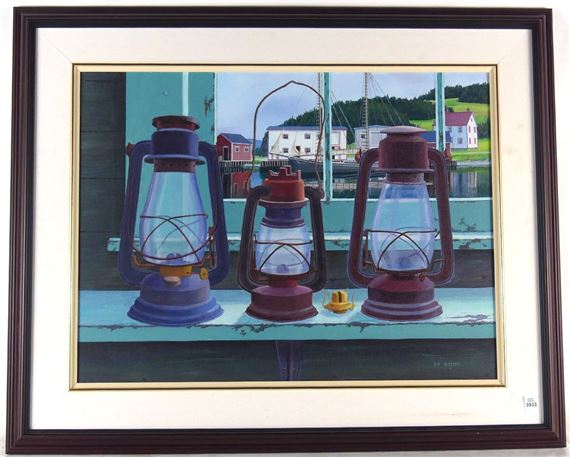 Ed Roche | An original acrylic on canvas depicting lanterns on a window ...