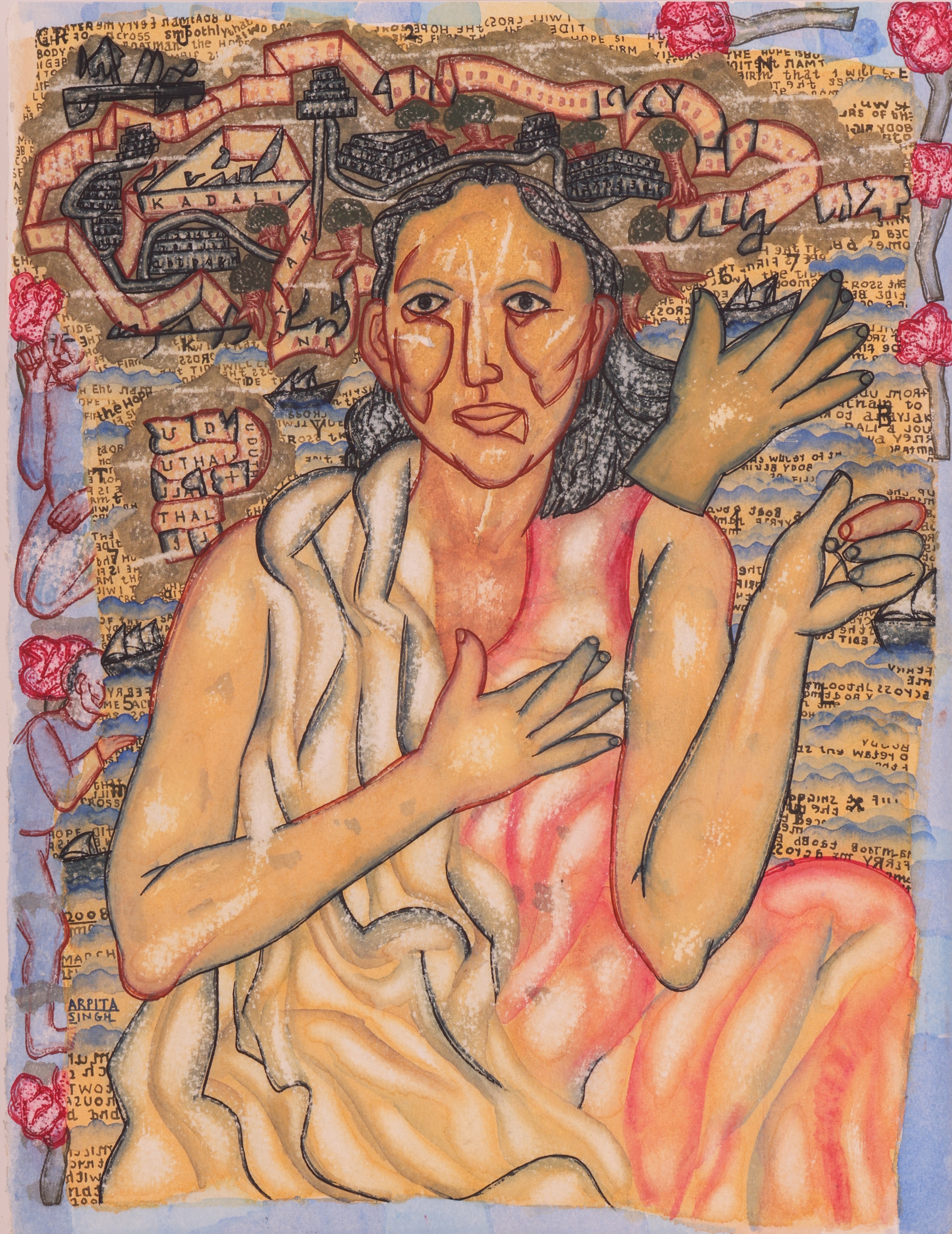 Artwork by Arpita Singh, 'Crossed Fingers', Made of gouache and watercolour