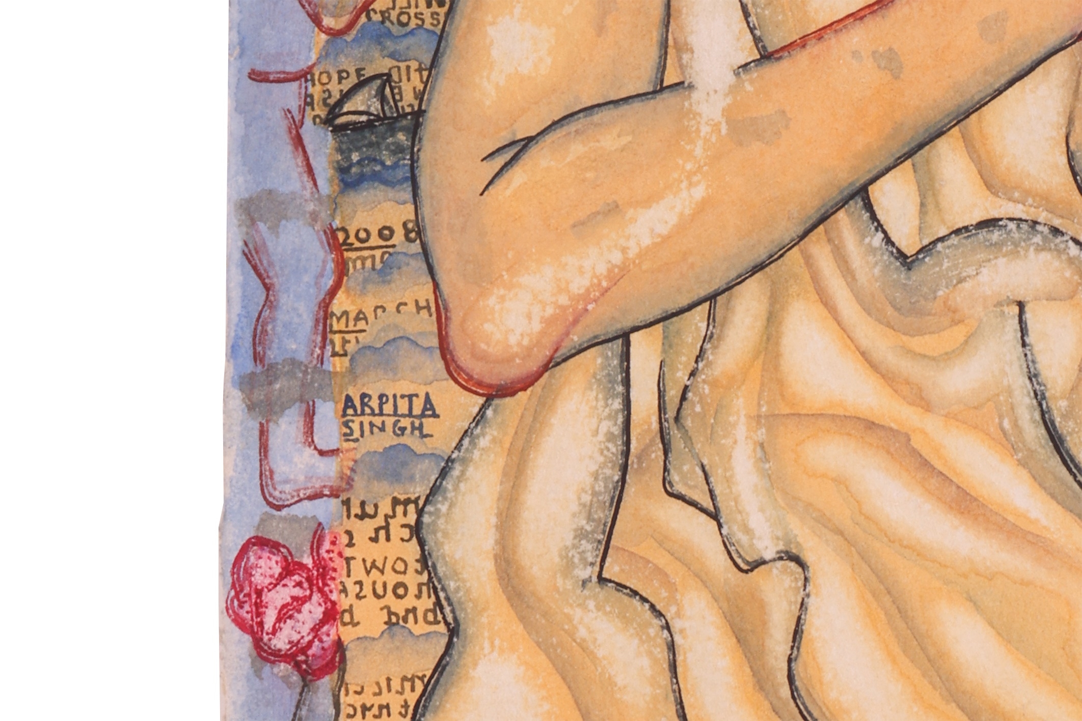 Artwork by Arpita Singh, 'Crossed Fingers', Made of gouache and watercolour