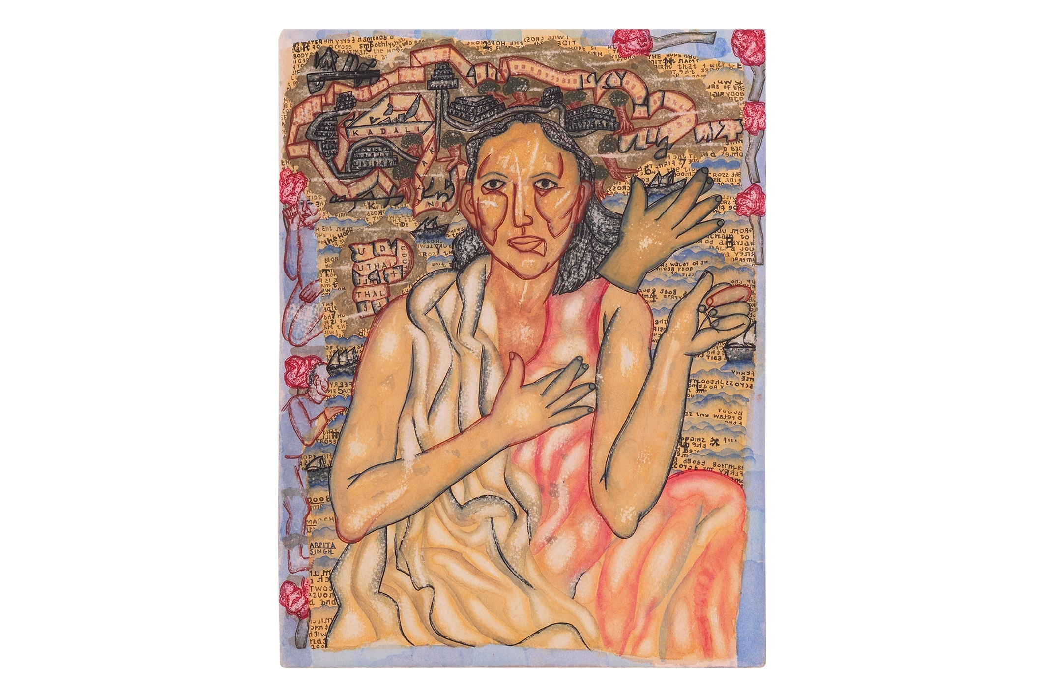 Artwork by Arpita Singh, 'Crossed Fingers', Made of gouache and watercolour