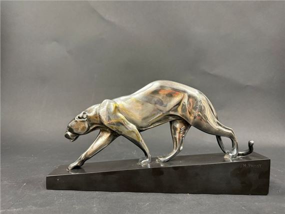 Maurice Prost | Walking panther Rare silver-plated bronze model on ...