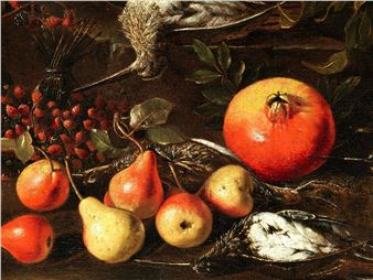 STILLLEBEN MIT FRÜCHTEN UND VÖGELN - Master S.B.