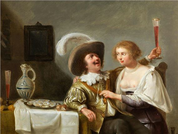 FRÖHLICHE MUSIZIERENDE GESELLSCHAFT IN EINEM INTERIEUR - Jan van Bijlert