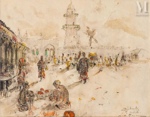 Marché à Djibouti by Adrien Jean Le Mayeur de Merprés