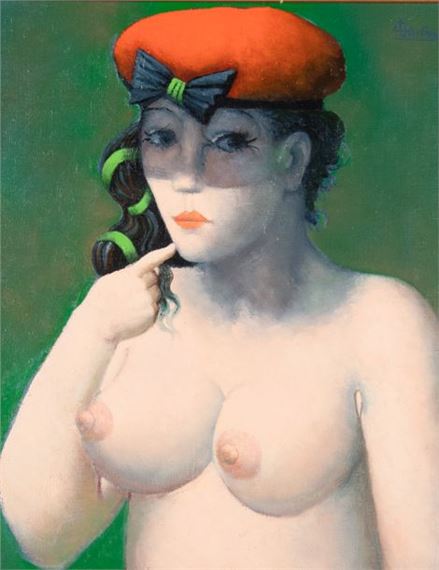 Buste féminin au béret rouge by José Herrera, 2014