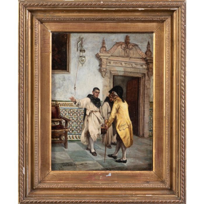 Artwork by Jose de la Vega y Marrugal, Visita al convento, Made of oil on canvas