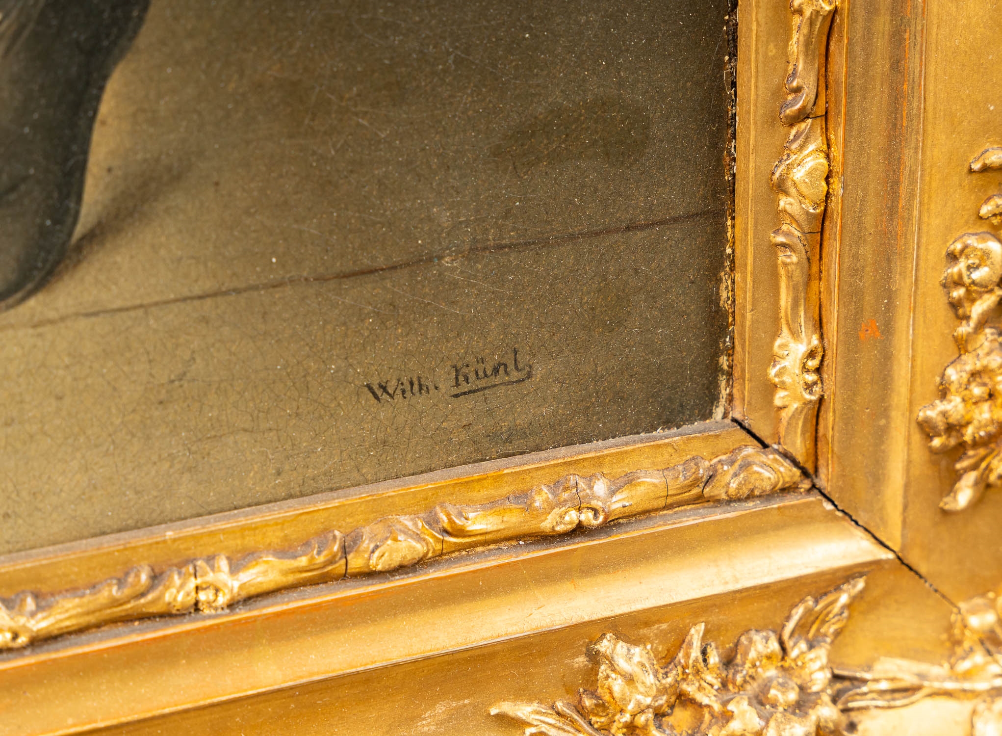 Artwork by Wilhelm Künl, Conradin von Schwaben getting his judgment. Oil on canvas. Framed. Signed bottom right. 52 x 42 cm. 300 - 600 EUR, Made of Oil on canvas