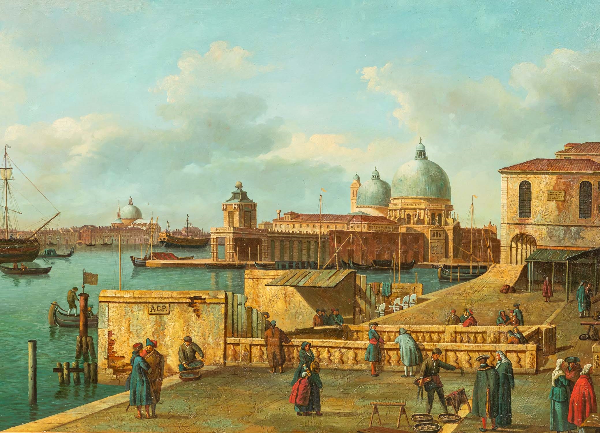 Artwork by Canaletto, bacino di San Marco. Oil on canvas. Framed. 73 x 105 cm. 450 - 900 EUR, Made of Oil on canvas
