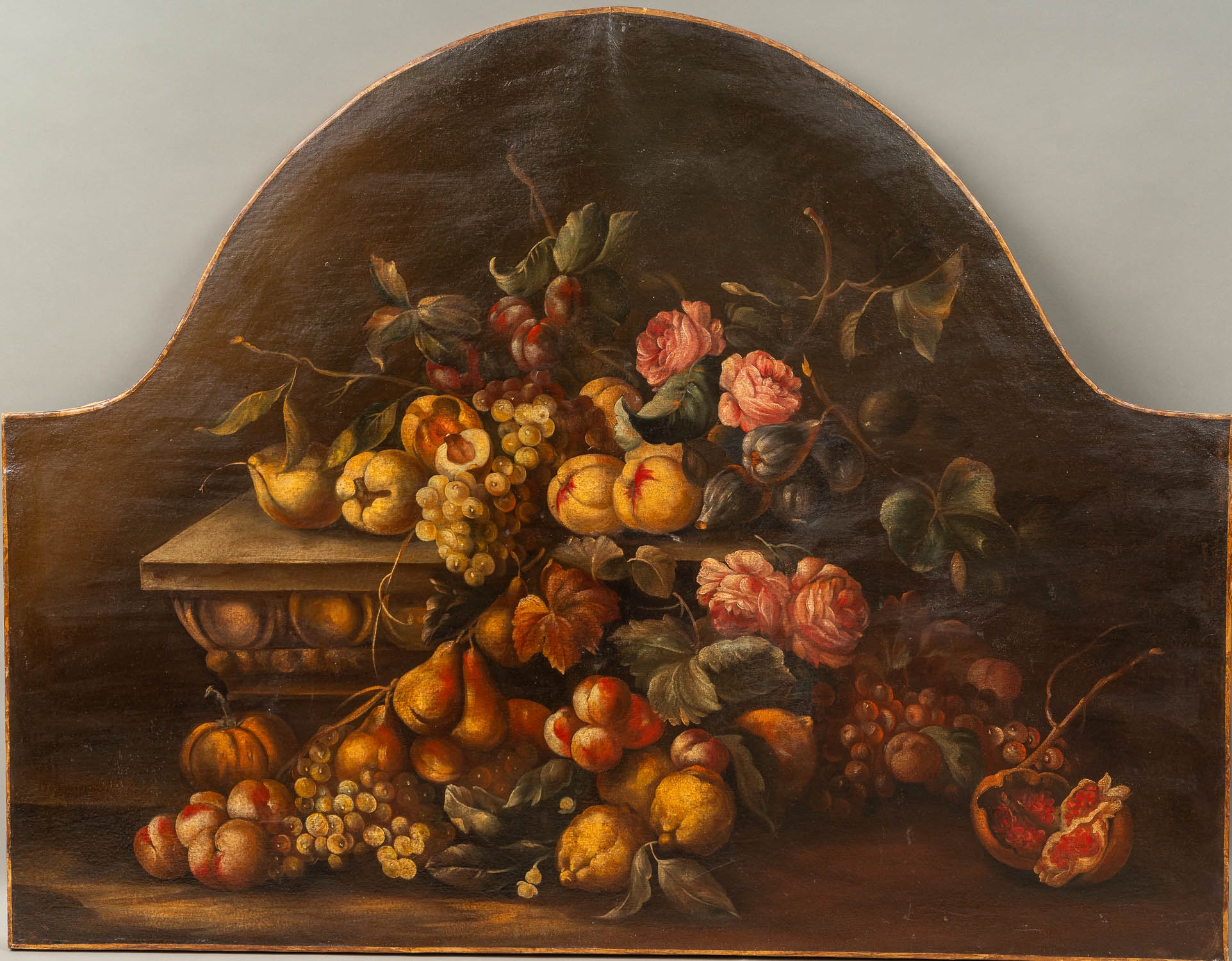 Michele Rocca | pair of large flower still lifes with fruits. Oil on ...