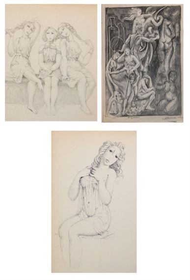 Ensemble de trois dessins (études): "El egoismo