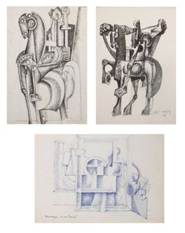 Ensemble de trois études: Cavalier - José Herrera