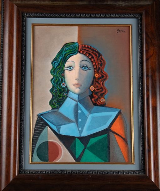 Artwork by José Herrera, Etude d'une tête, Made of oil on canvas