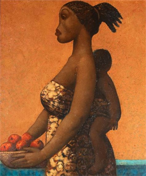 Femme portant le bébé sur son dos by José Herrera, 1994