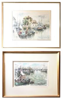 Fishing port Two watercolors - Denis Verspecht