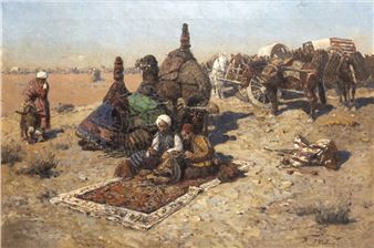 Central Asian caravan en route to Mecca - Frants Alekseevich Rubo