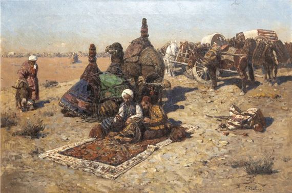 Central Asian caravan en route to Mecca by Frants Alekseevich Rubo
