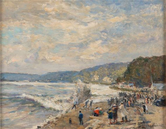 Beach scene, the Mascaret by Georges Jules Ernest Binet