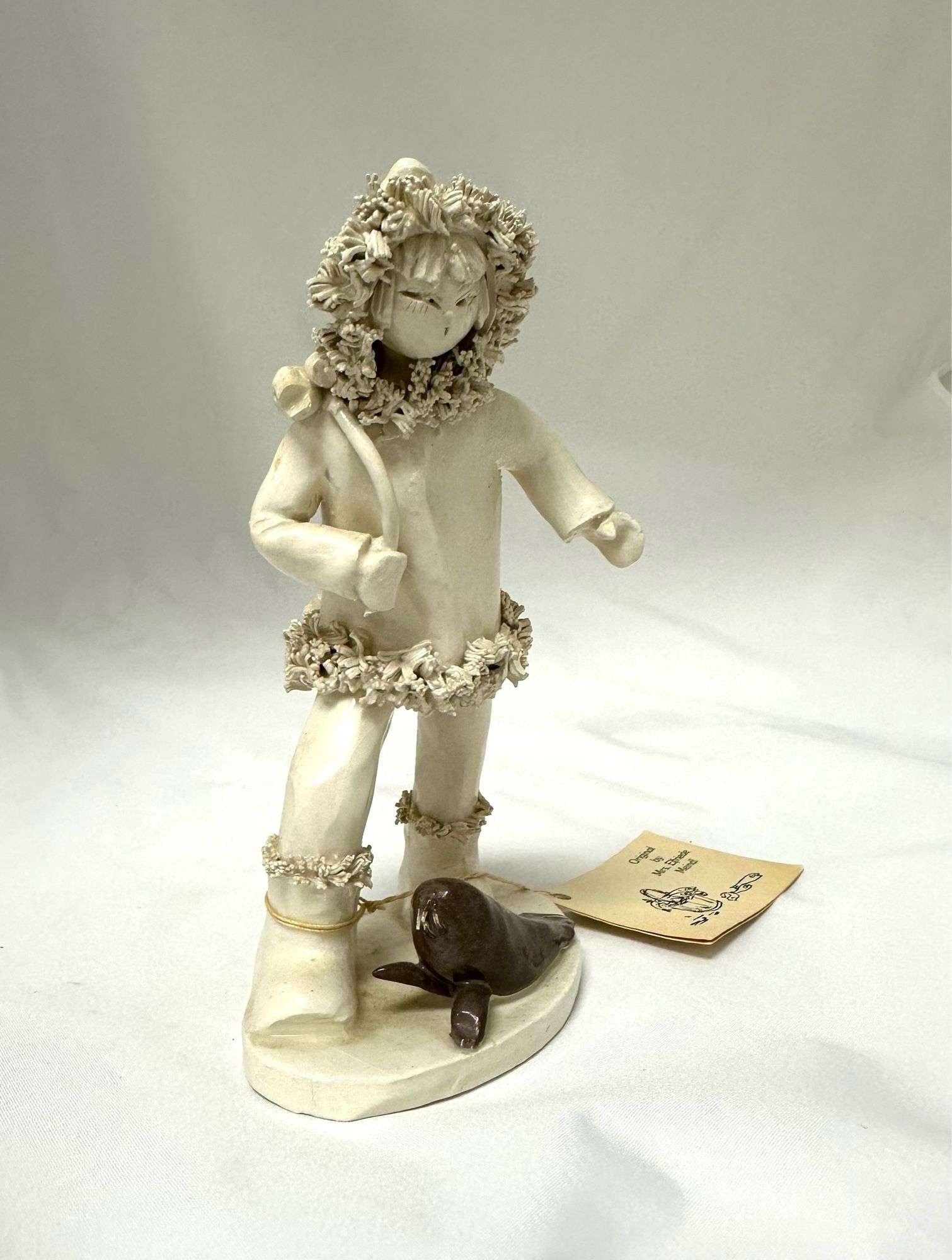 Artwork by Elfriede Meindl, Girl with Seal, Made of Mixed Medium