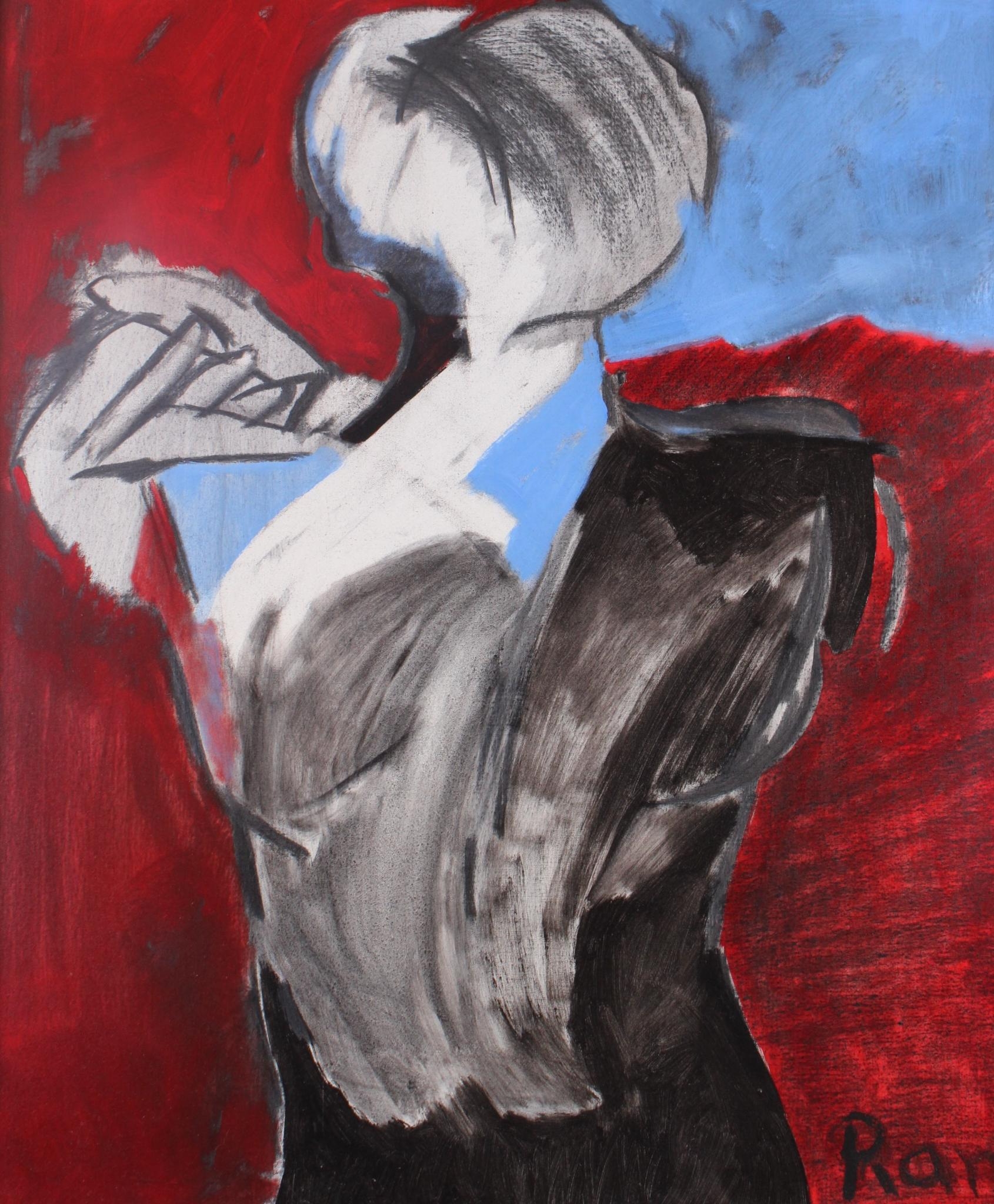 Artwork by Ran Gazit, Nu de dos, Made of Oil and charcoal on canvas