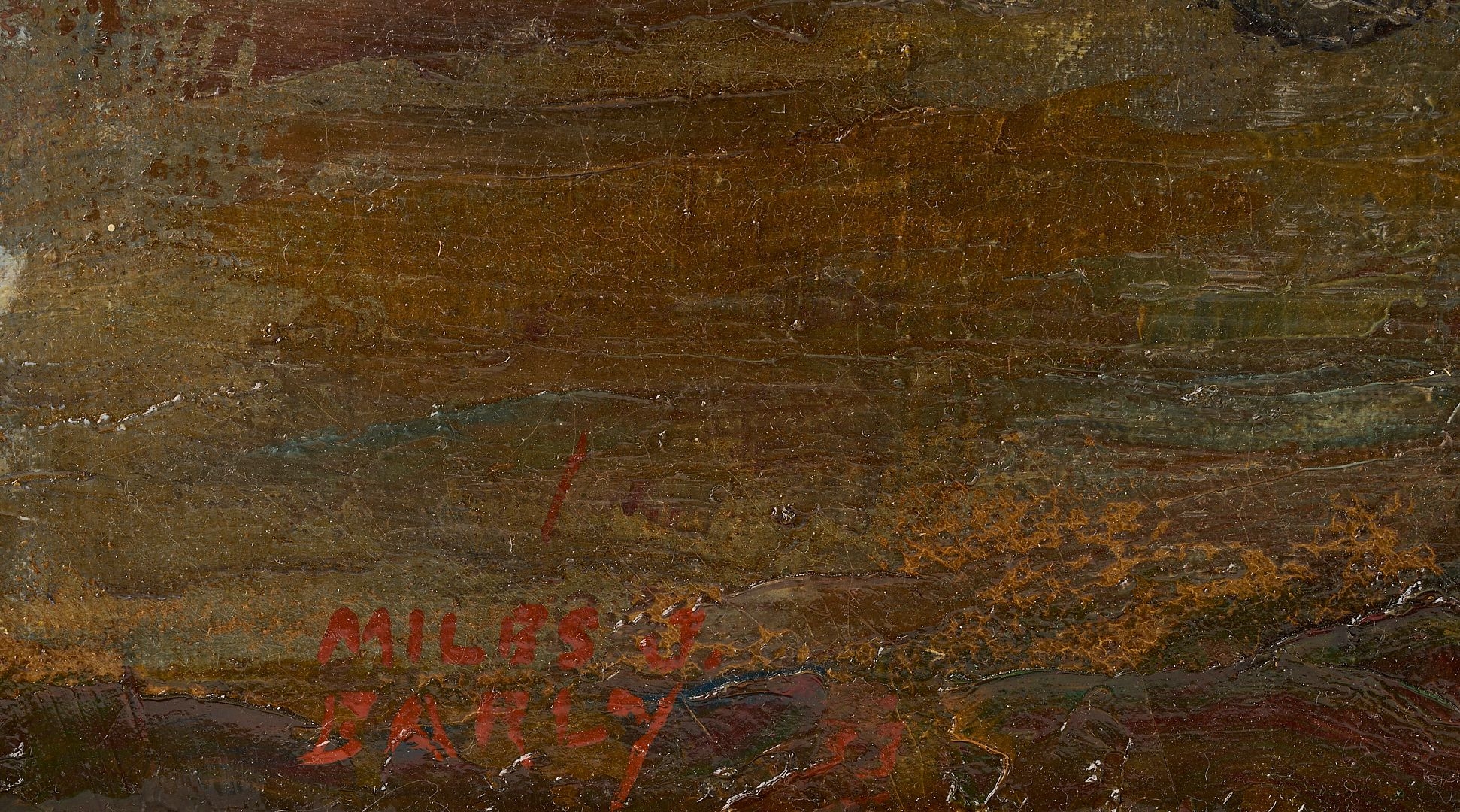 Artwork by Miles Jefferson Early, Miles Early O/C Texas Landscape Painting, El Estado, Made of carved giltwood