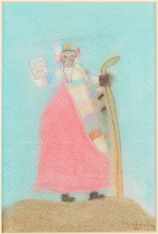 Bessie Harvey Outsider Art Mixed Media Drawing, Moses - Bessie Harvey