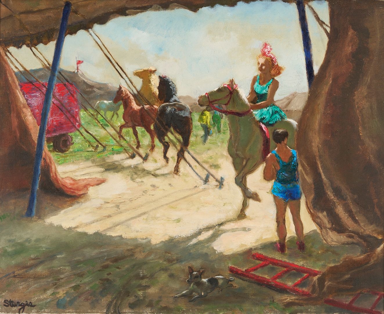 Artwork by Margaret E. Sturgis, Margaret Sturgis O/C Circus Painting, Sarasota, Florida, Made of oil on canvas
