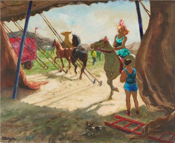 Margaret Sturgis O/C Circus Painting, Sarasota, Florida - Margaret E. Sturgis