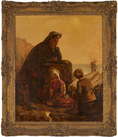 Edward John Cobbett O/C Painting, The Fisherman's Family by Edward John Cobbett