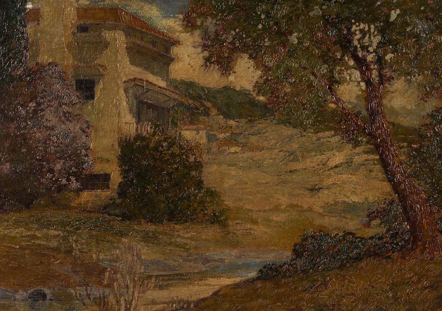 Artwork by Miles Jefferson Early, Miles Early O/C Texas Landscape Painting, El Estado, Made of carved giltwood